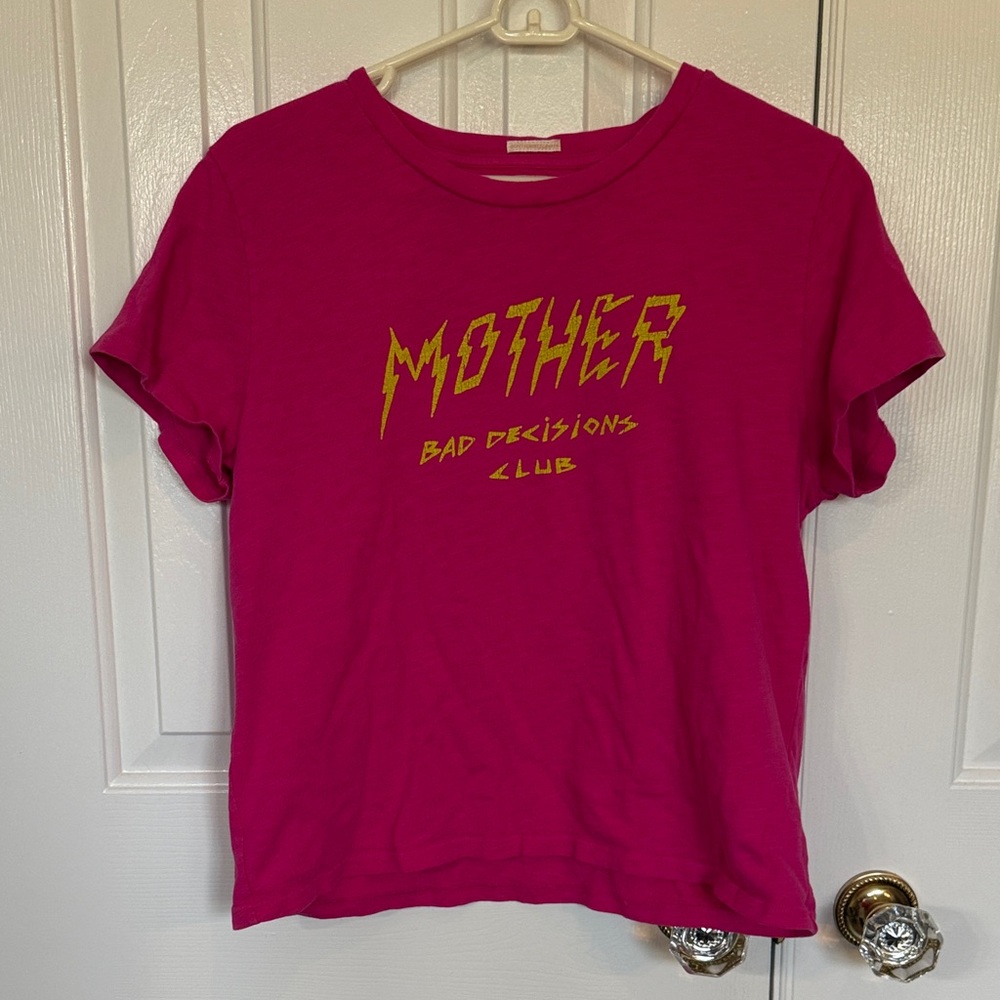 MOTHER Tee - Bold Pink with Yellow Graphic